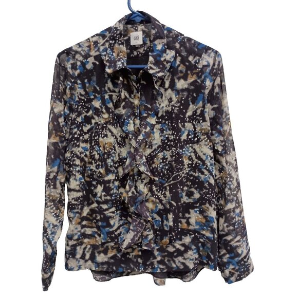 CAbi Tops - Cabi Womens Starry Nights Blouse Small Multi Ruffle Long Sleeve Chiffon #3066